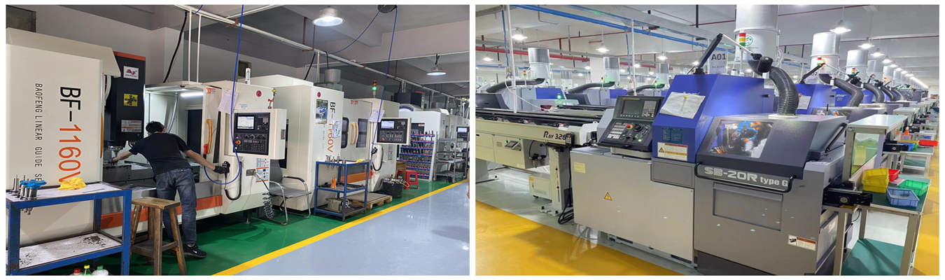 CNC machine shop for electronics manufacturing Modern CNC machine shop producing electronic components