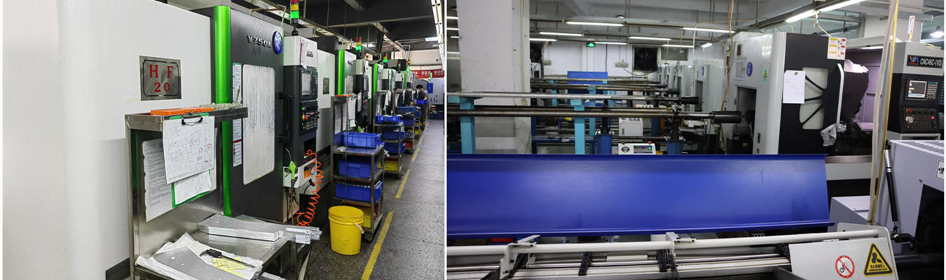 Modern CNC car part machine shop: multi-axis CNC mills and lathes producing high-volume automotive components with automated quality control