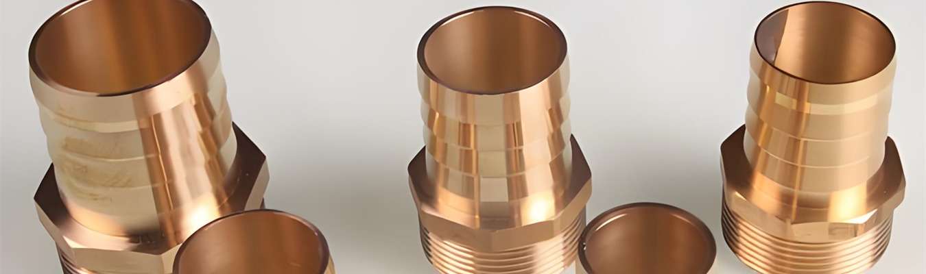 Custom brass precision connector parts manufactured by CNC Swiss turning for electronic and communication equipment