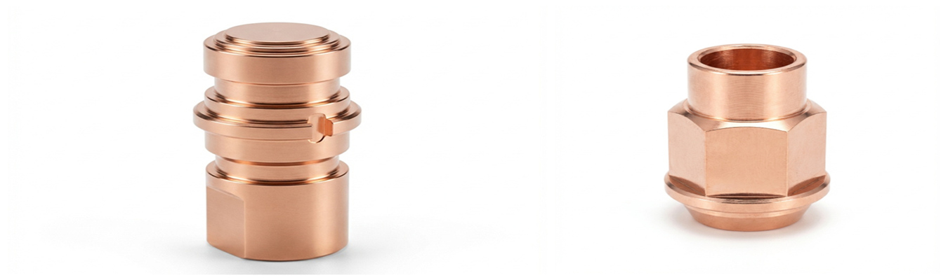 Copper Connector Components – Swiss Machined Precision Parts Precision copper connector components manufactured using CNC Swiss machining for signal transmission and electrical connection systems