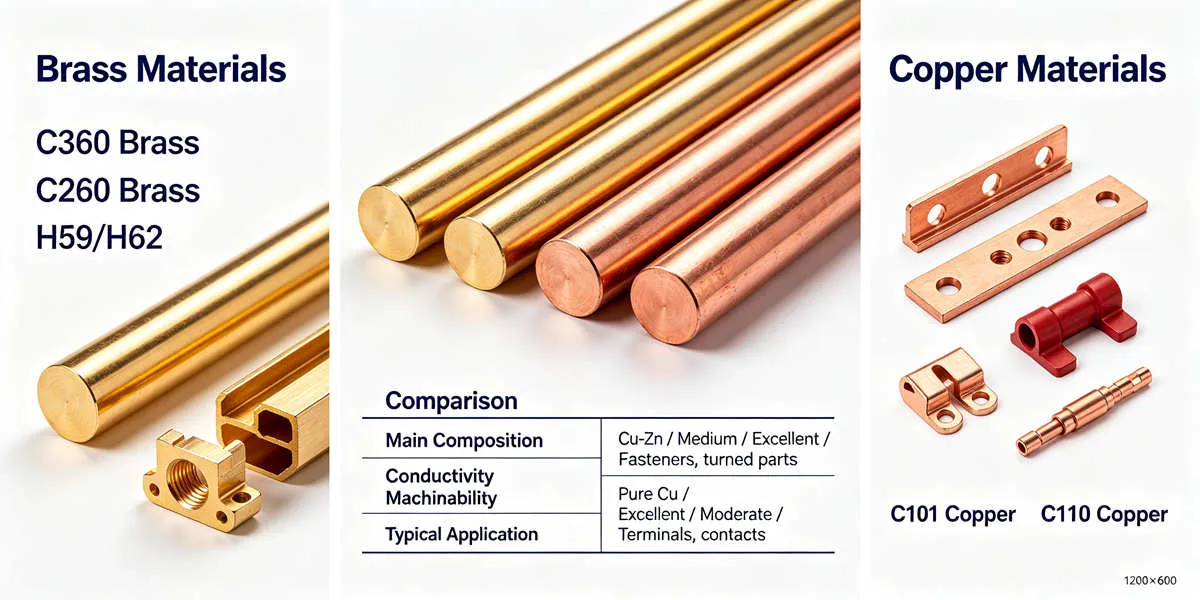 Brass and Copper Machining Materials – CNC Material Selection Brass and copper machining materials used for manufacturing precision CNC components and custom metal parts