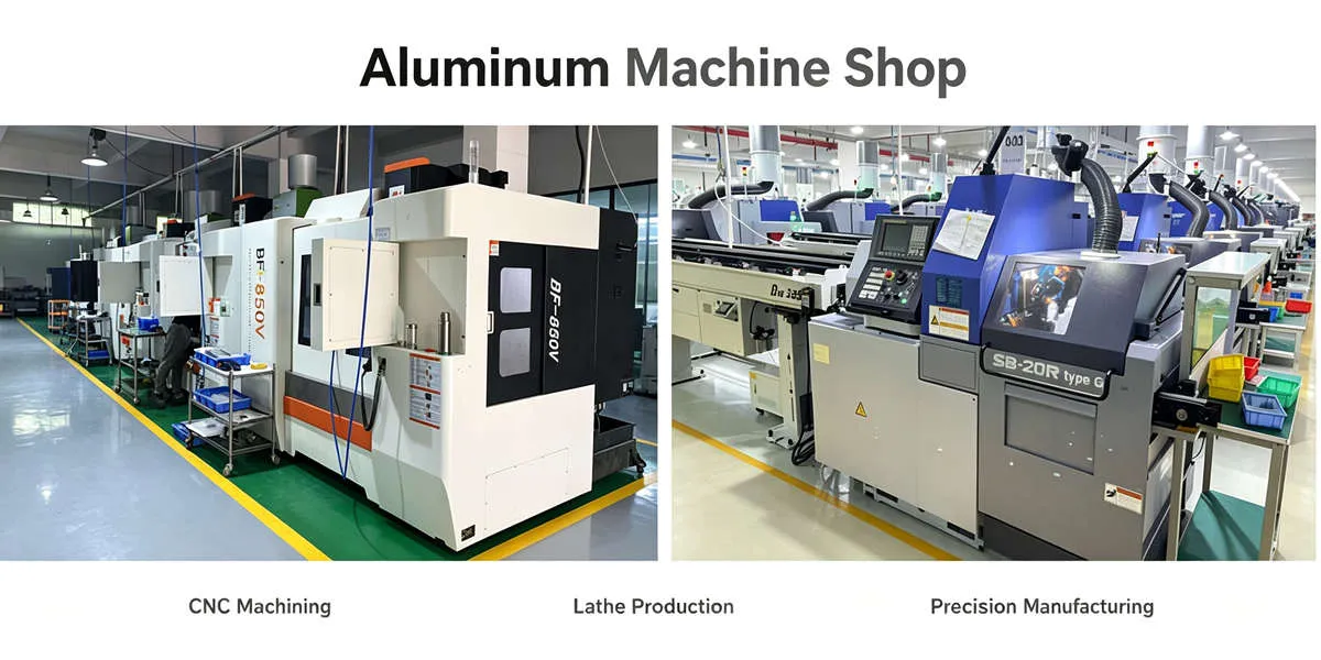 Aluminum CNC Machine Shop – Precision Manufacturing Facility Aluminum CNC machine shop providing precision machining services for custom aluminum components from prototype to production