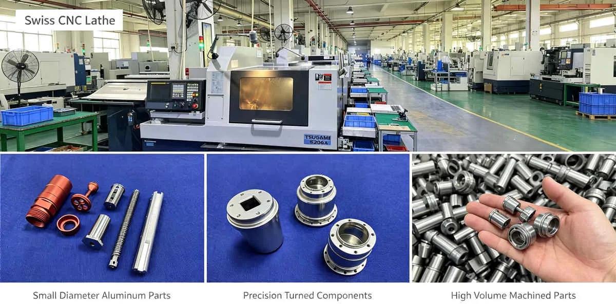 Aluminum Swiss Machining Components – Precision CNC Turned Parts Aluminum Swiss machining components manufactured for high precision applications requiring tight tolerances and complex geometries