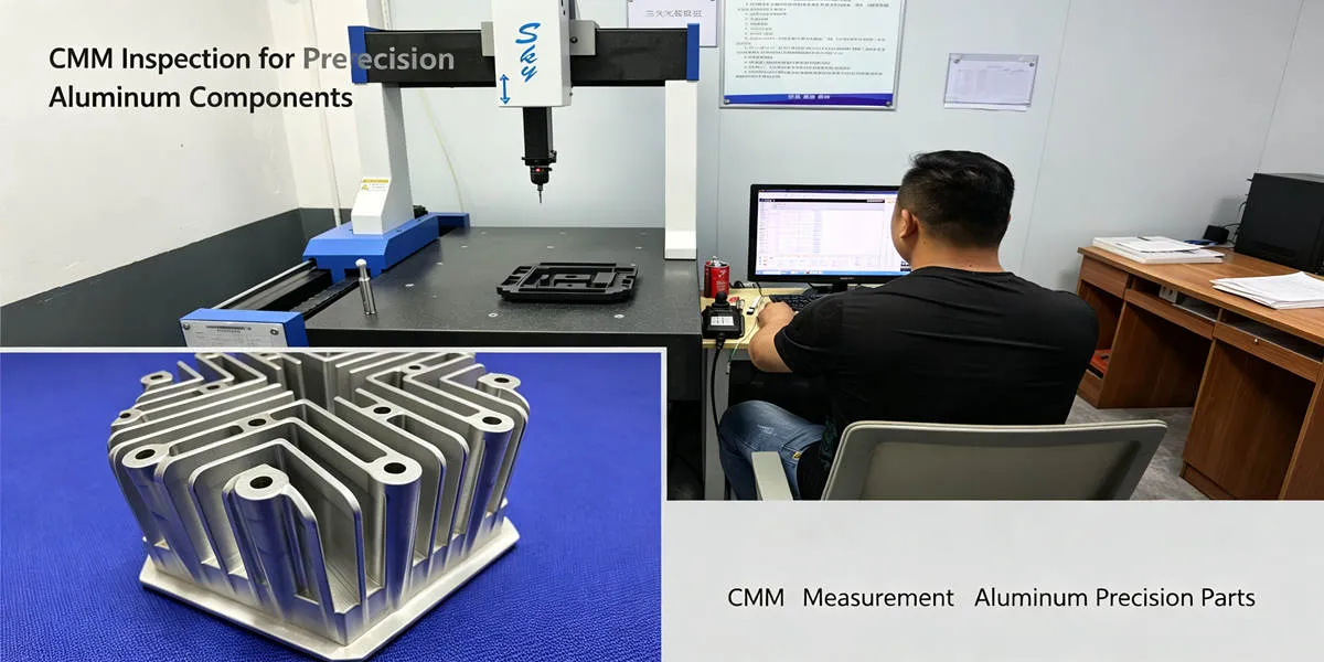 Precision Aluminum Machining Inspection – Quality Control Precision aluminum machining inspection using advanced measurement equipment to ensure dimensional accuracy and quality standards