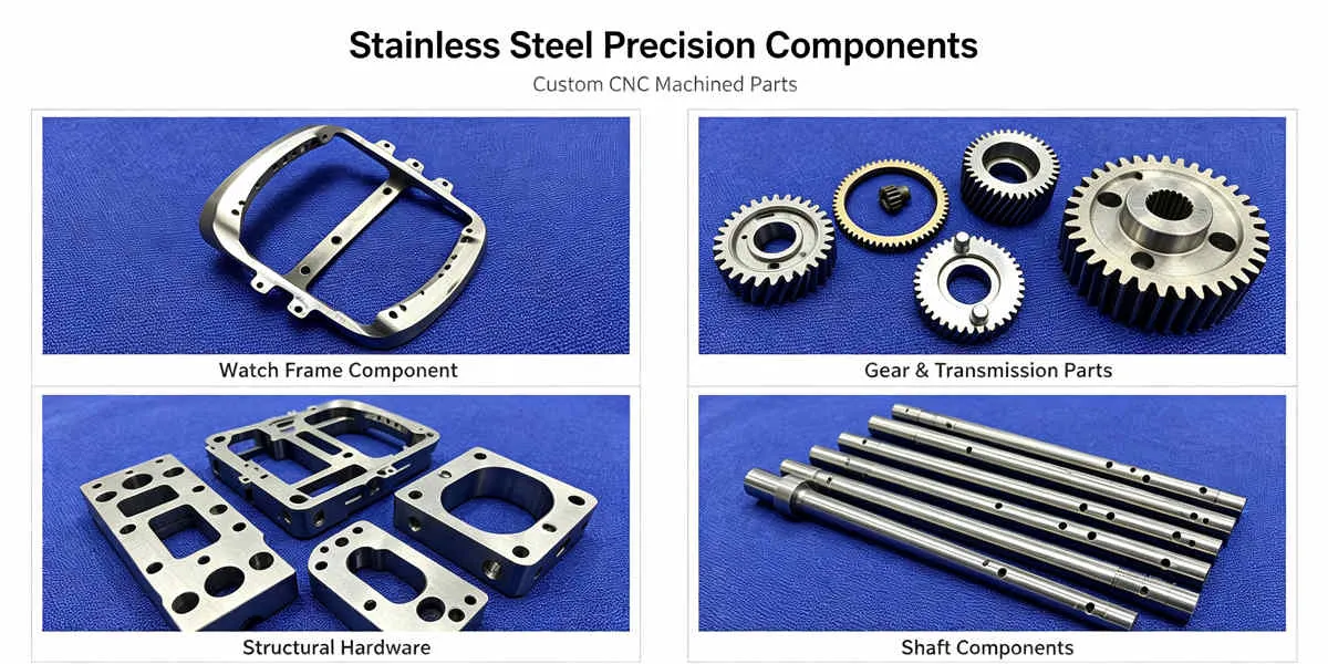 Precision stainless steel components manufactured by CNC machining for automotive, medical and industrial applications