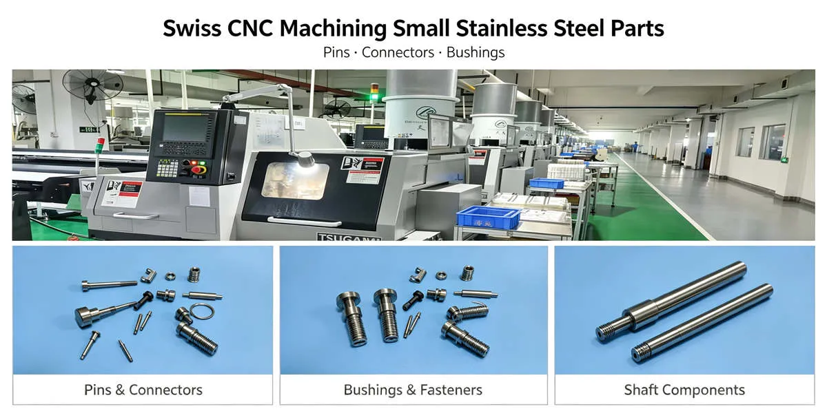 Swiss machining stainless steel parts for small diameter components requiring high precision and tight tolerances