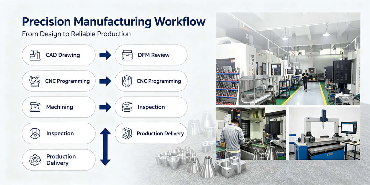 High volume CNC aluminum production process for efficient manufacturing of precision aluminum components