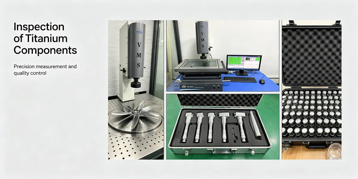 Titanium Machining Inspection – CNC Quality Control Titanium machining inspection using precision measurement equipment to verify dimensional accuracy and quality standards