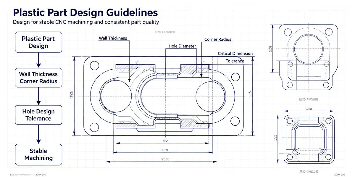 Plastic Machining Design Guidelines – CNC Manufacturing Tips Plastic machining design guidelines for improving CNC manufacturability, tolerances and part performance