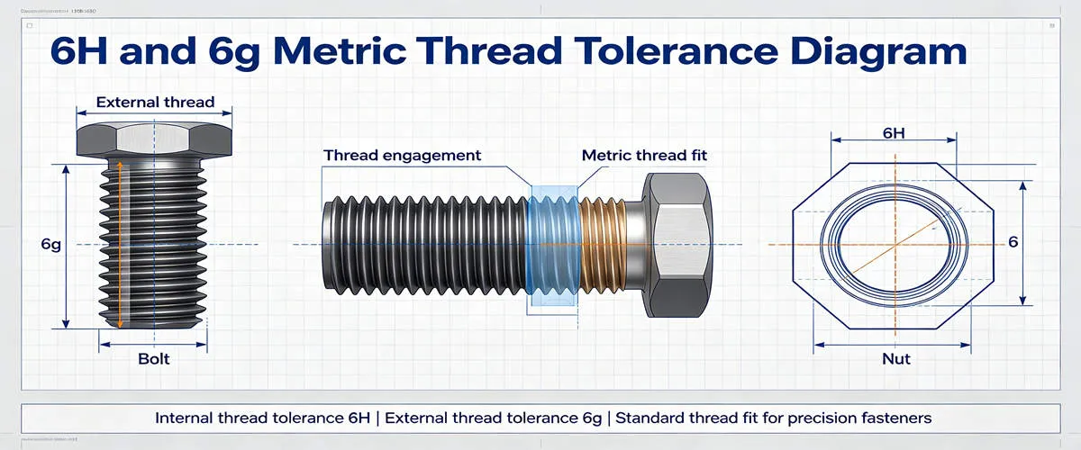 6H and 6g Thread Tolerance Classes for Bolts and Nuts 6H and 6g thread tolerance classes showing thread fit requirements for precision bolts and nuts