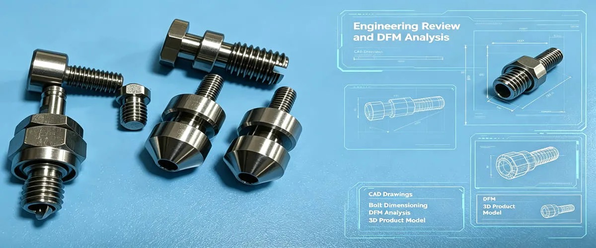 Bolt Drawing Review and DFM Analysis Bolt drawing review and DFM analysis for optimizing CNC machining process, tolerances and manufacturability