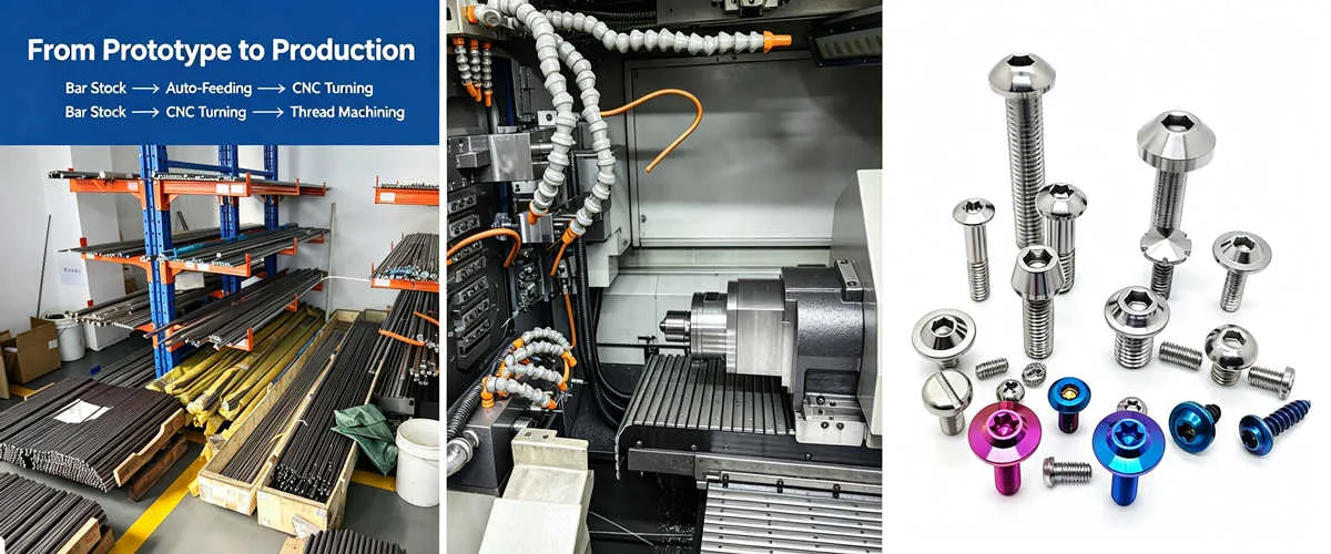 CNC Machined Bolts and Nuts Production Process CNC machined bolts and nuts production process using precision machining for custom industrial fasteners