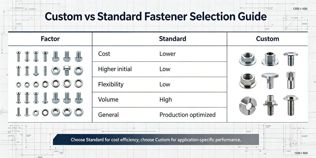 Custom vs standard fastener selection guide for engineers choosing the right bolt and nut solution