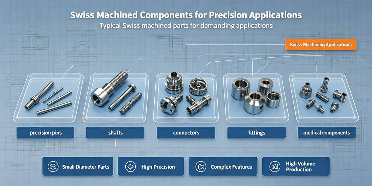 Swiss machined components used in precision applications across medical, automotive, electronics and industrial equipment