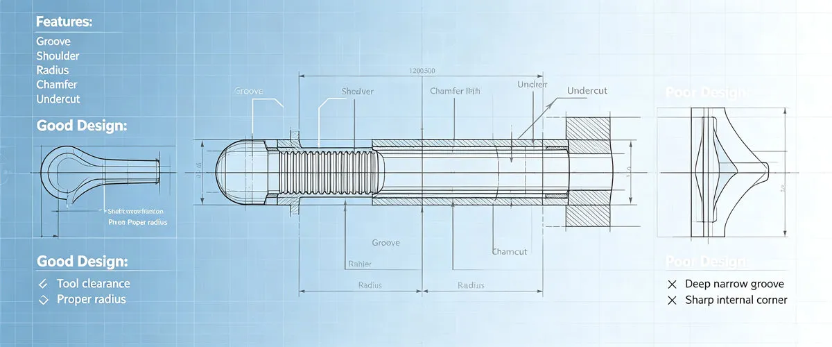 Swiss Screw Machining Feature Design Swiss screw machining feature design considerations for grooves, shoulders, diameters and other turned features