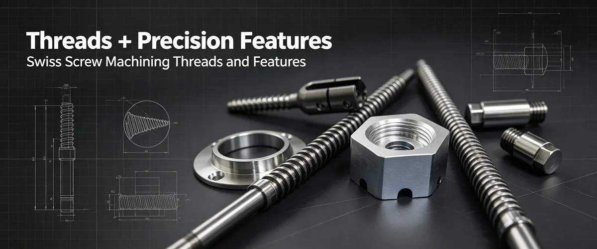 Swiss Screw Machining Threads and Features Guide Swiss screw machining guide covering threads, part features, cross holes, tooling and production considerations