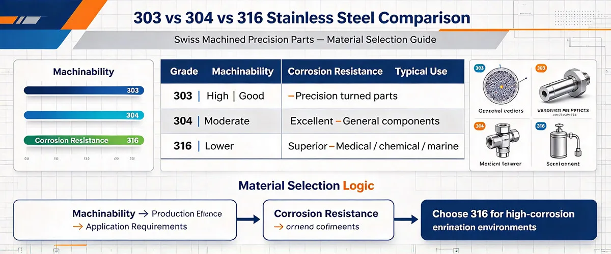 303 vs 304 vs 316 Stainless Steel Comparison 303 vs 304 vs 316 stainless steel comparison of machinability, corrosion resistance and typical applications