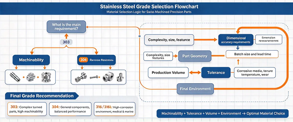 Stainless Steel Grade Selection for Swiss Machining Stainless steel grade selection for Swiss machining based on machinability, corrosion resistance and component requirements