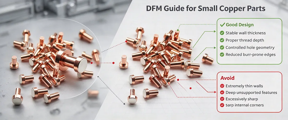 Copper Swiss Machining Design Guidelines Copper Swiss machining design guidelines for improving manufacturability, dimensional accuracy and tool performance